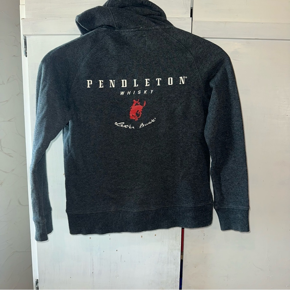 Pendleton Whisky Zip Hoodie in Charcoal Gray Let’er Buck Rodeo Size: XS